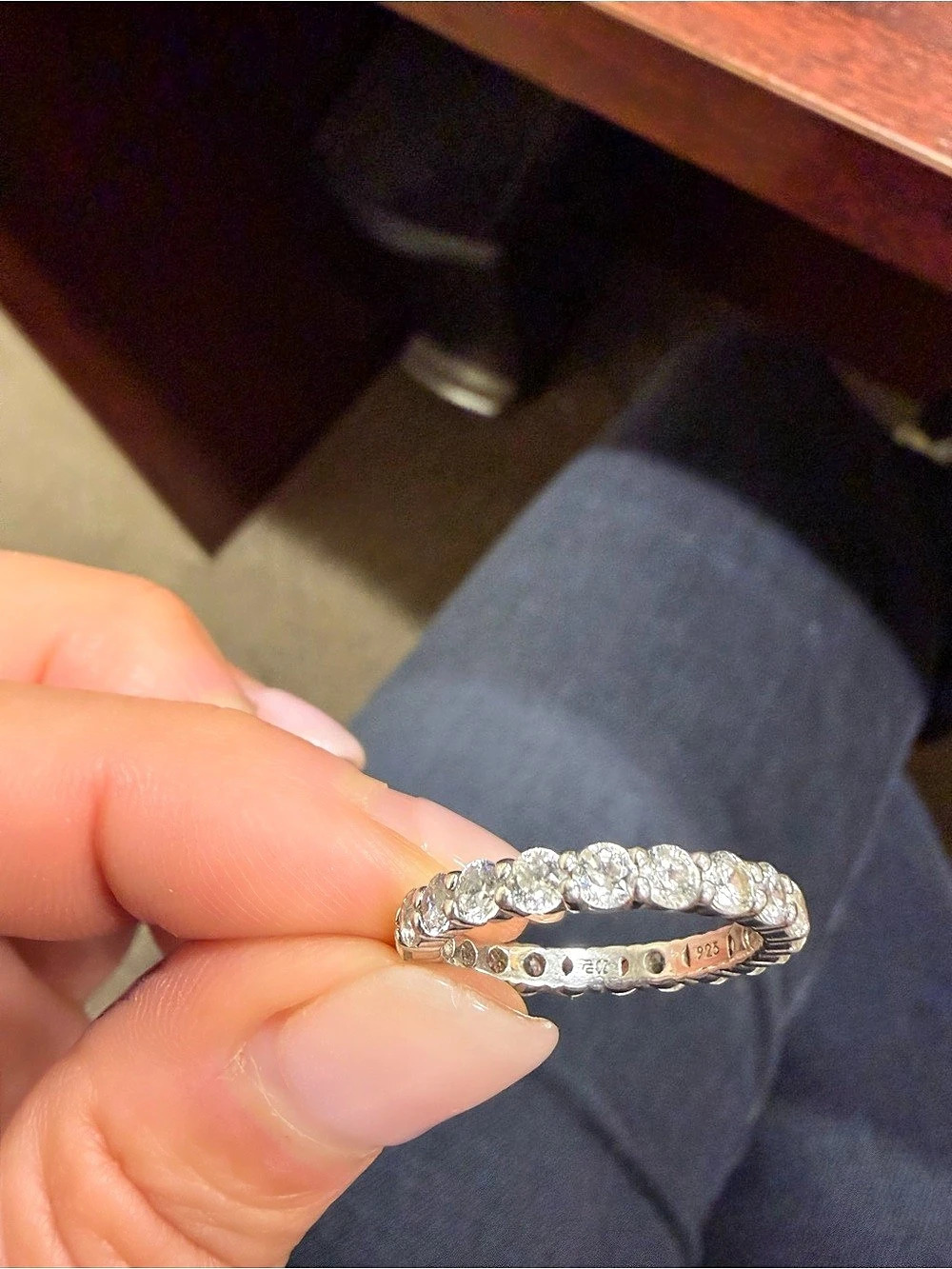 925 Sterling Silver Full CZ Band Ring Sz 7